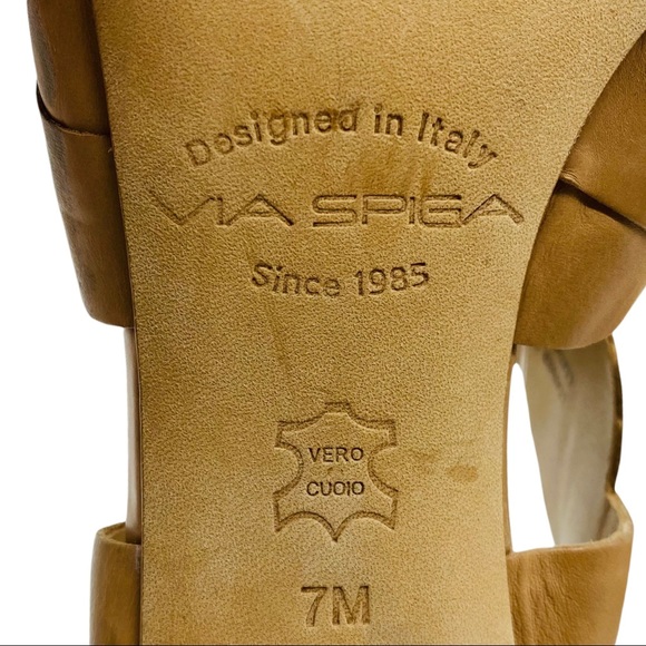 Via Spiga All Leather Peep Toe Block Heel Sandal Size 7 - Picture 12 of 15